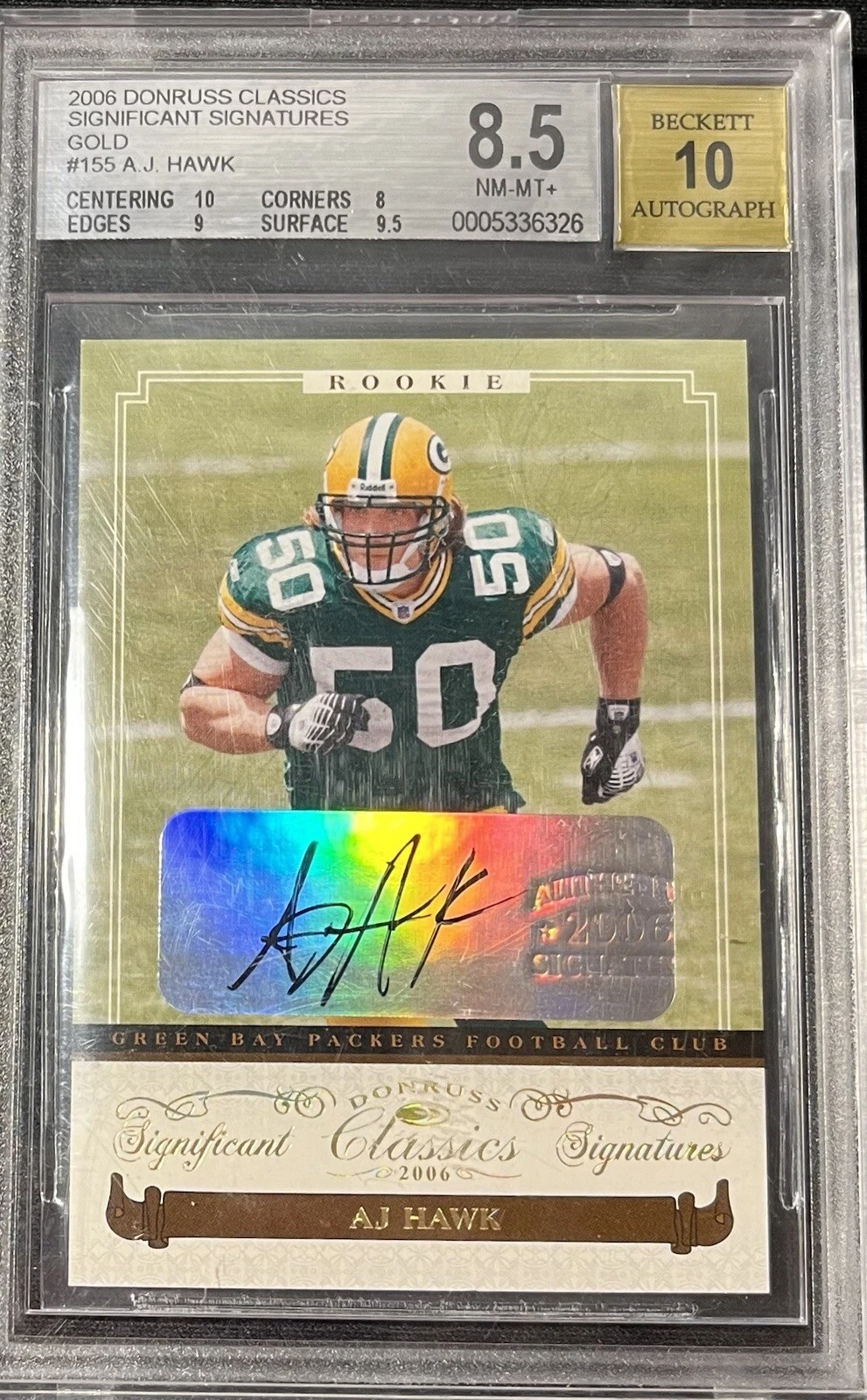 AJ Hawk Donruss Classics #155 Significant Signatures-Gold