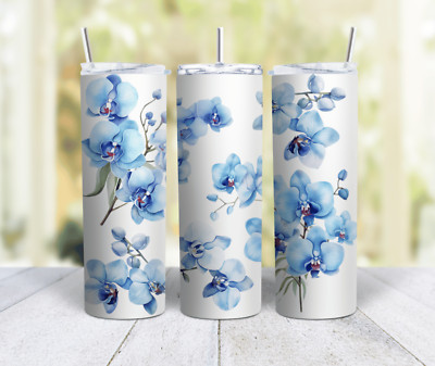 Personalized Bouquet of Blue Orchids Stainless Steel 20 Oz Tumbler by Mugzan