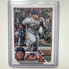 2023 Topps Holiday Francisco Alvarez NY Mets RC SSP Candy Cane Bat (515) #H111