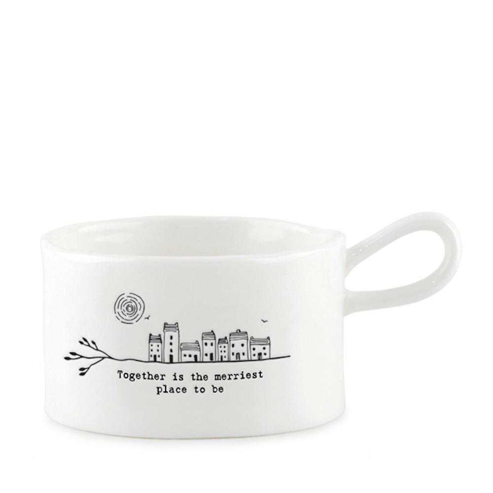 East of India Porcelain Candle Holder Handle Mug Candle Reusable Friendship