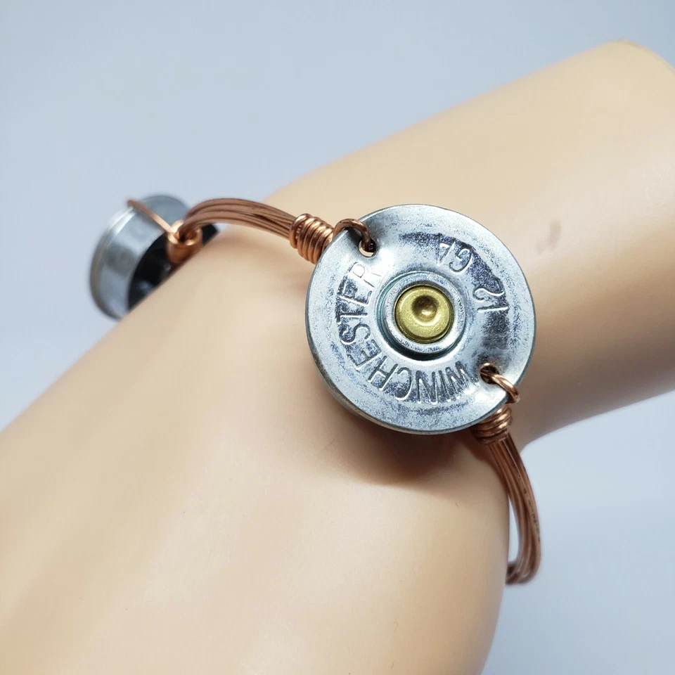 Handmade Winchester 12 GA Shell Bracelet Statement Copper Wire Statement Jewelry - Image 4 of 4