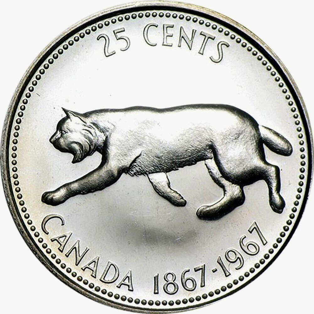 Canada 1967 Centennial Silver Bobcat Quarter BU UNC Uncirculated 25