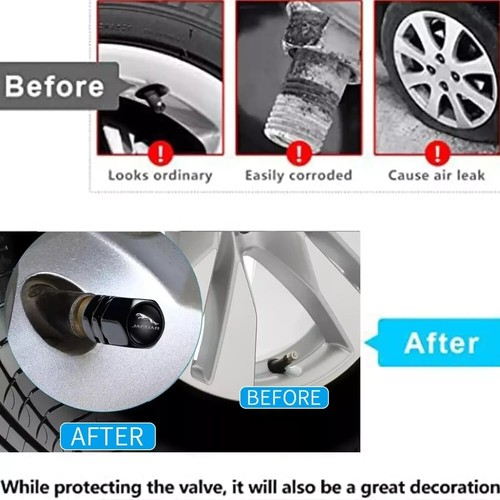 4PCS Metal Car Tire Valve Caps Valve Stem Cover Compatible with Jag-uar Black 1 - Picture 4 of 13