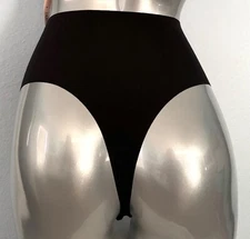 Victoria's Secret Thong Panty No Show High Waist High Leg Stretch Black M L XL