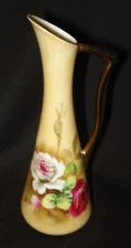 Vntg Lefton China Hand Painted Japan 2763 Brown Heritage Rose Miniature Pitcher