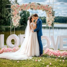 Sturdy Double-Bar Metal Wedding Arch Outdoor Garden Wedding Celebration Backdrop