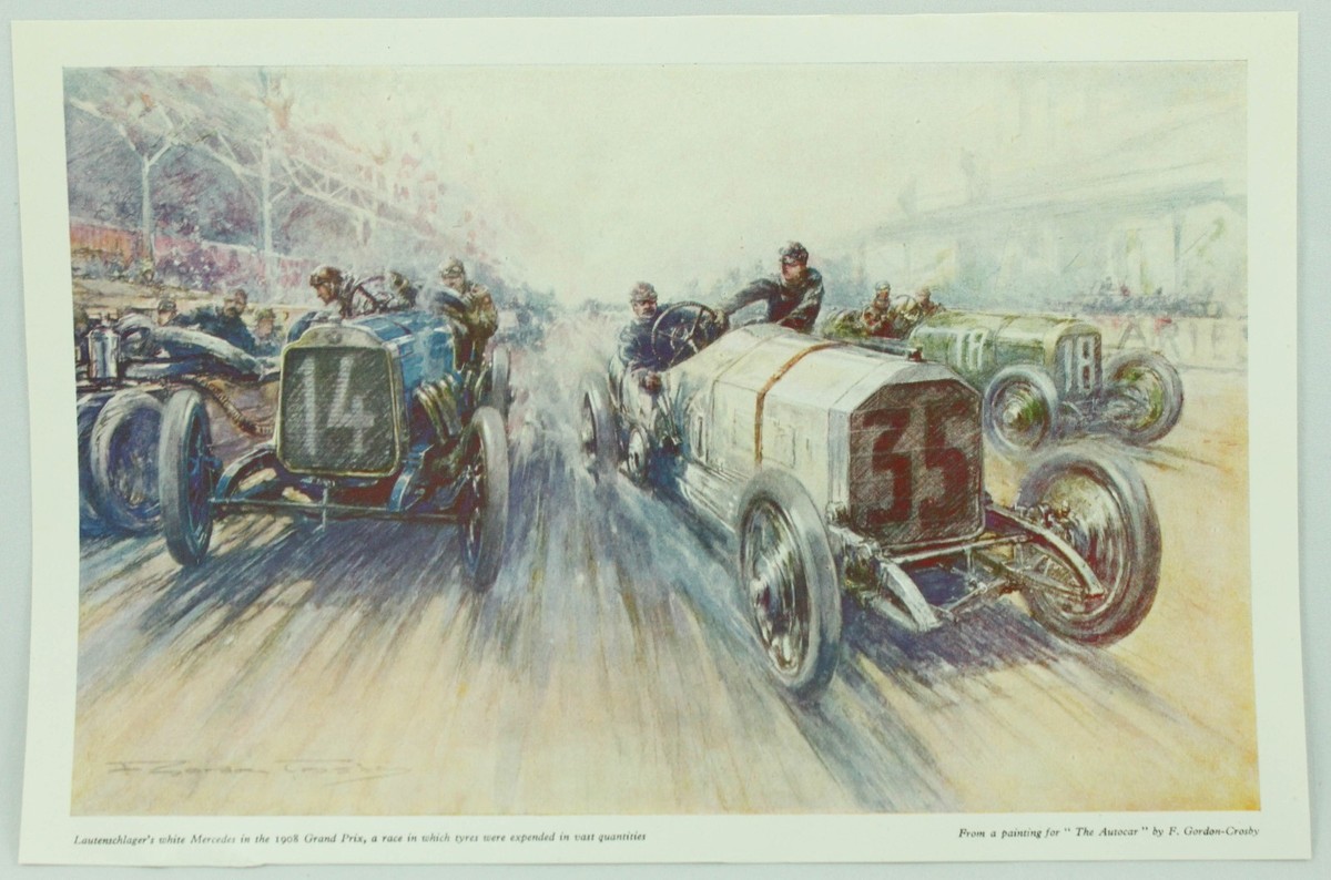 Vintage Mercedes Grand Prix F Gordon Crosby Autocar Portfolio Art