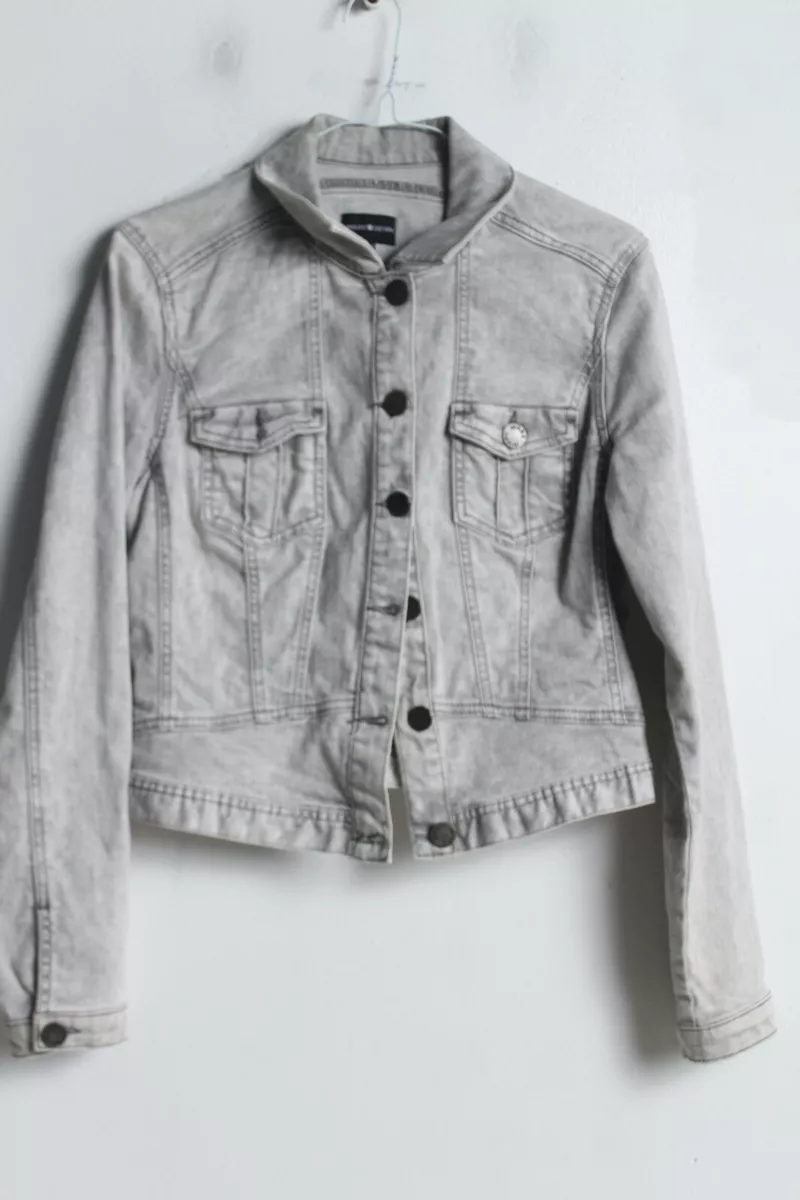 Warehouse Womens Fitted Denim Jacket Faded Grey Size 14 48i