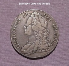 1743 KING GEORGE II SILVER CROWN - ROSES IN ANGLES - SEPTIMO EDGE