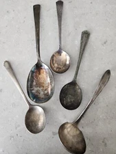 5 Old Silver Plated Spoons