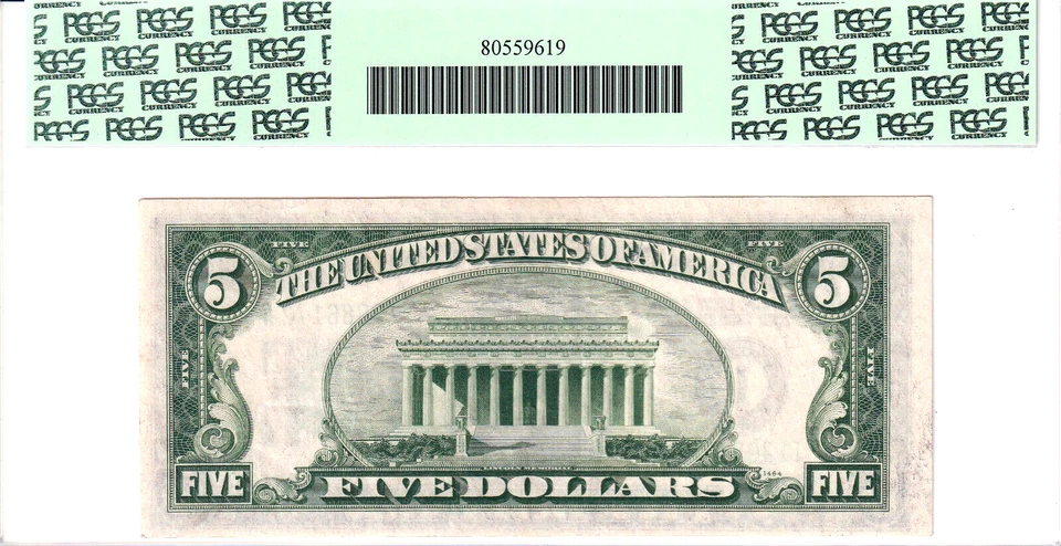 1934 $5 Federal Reserve Note DGS Mule Minneapolis PCGS 50PPQ #I12986172A - Image 2 of 2