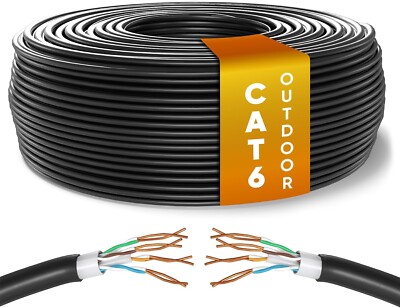 50m Cat6 OUTDOOR Bulk High Speed Ethernet Internet Netzwerkkabel 1 Gbp 250 MHz