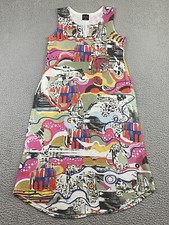 Inoah Dress Maxi Soft Slub Knit Abstract Graphic Pockets Wearable Art XS EXC
