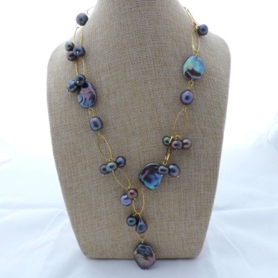 21'' Black Keshi Pearl Necklace