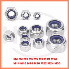Nyloc Nylon Insert Locking Nuts A2 Stainless Steel M2 M3 M4 M5 M6 M8 M10 M12-M30