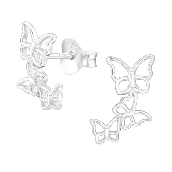 1 Paar Ohrringe Ohrstecker 925 Sterling Silber Dreifacher Schmetterling-image