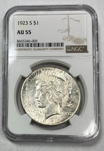 1923-S Peace Dollar Brilliant NGC AU55