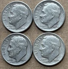 (1-n) Lot of 4 Roosevelt Silver Dimes US 10C - 1948-S, 1954-S, 1954-D, 1954-D