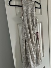 Eliza J Sequin Mini Dress Sz 8 High Neck Fully Lined Zip Back Cocktail Party