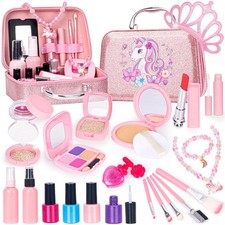 Pretend Makeup for Toddlers, Kids Pretend Makeup Kit for Girls Fake Makeup To...