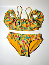 Cat  Jack Girls Tropic Sunset Floral Printed Bikini Swimsuit Size M 8 UPF 50 