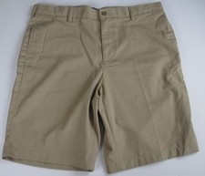 LANDS END Khaki School Uniform Plain Front Chino Shorts Boys 16 NEW