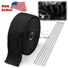 Black Exhaust Pipe Insulation Thermal Heat Wrap 2" x 50' Motorcycle Header