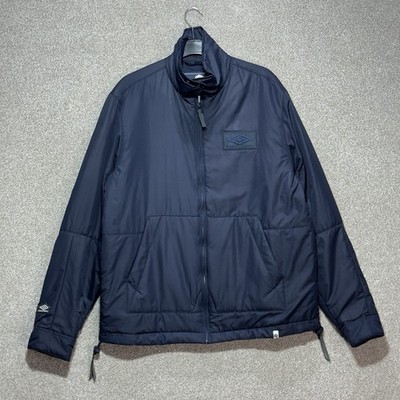 Pretty Green Umbro Jacket Mens Large Navy Blue Zip Padded Liam Gallagher Coat