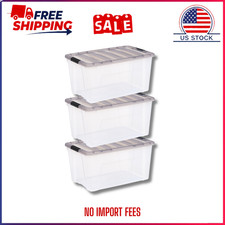 IRIS 72 Qt Plastic Storage Bins with Lids Stackable Totes 3 Pack
