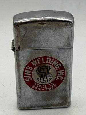 Vintage 1980 Sims Welding Venice LA Advertising Chrome Slim Zippo Lighter **READ