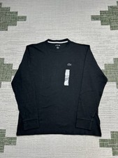 Lacoste Shirt Mens Large Black Cotton Waffle Knit Sleepwear