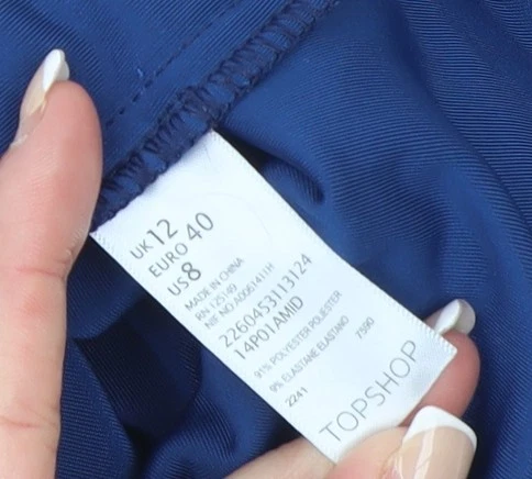 Topshop Mono Mujer Terciopelo Azul Manga Larga Reino Unido 12 Foto 4 de 4