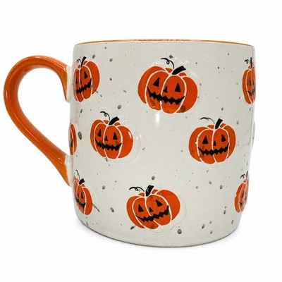 Sculpted Pumpkin Jack-O-Lanterns All Over Pattern Oversized Mug Halloween