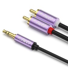 3.5mm Male to 2 RCA Phono Male Stereo Audio Cable, Aluminum Alloy Shell Gold-...