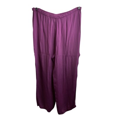 Gunit Fashions New York Women's Purple Flowy Pants Size 18W Boho Harem Wide Leg