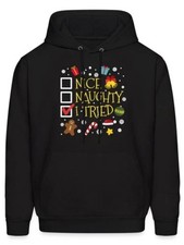 Nice Naughty I Tried Funny Christmas Graphic Hoodie - Unisex Plus Size Black Swe