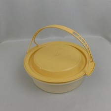 Vintage Tupperware Pie Keeper Cake Carrier 12" Diameter with Yellow Lid 7856