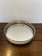 9” Round Mirror Gallery Tray W/Nickel Plated Finish/Footed