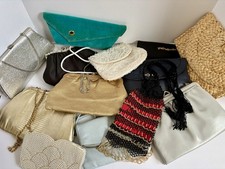 Vintage Purse Lot 13 Beaded Leather Satin Rhinestone Clutch Purses Some Repair