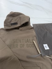 Authentic NEW Tags Fear of God Essentials Wood Brown Men  s Hoodie Size Medium