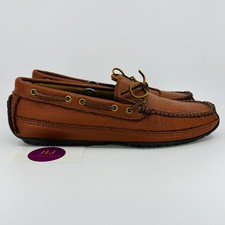 Minnetonka Men's Moosehide Weekender Caramel Leather Moccasins 758 Size 9.5