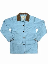 Vintage LL Bean Jacket Women XS Blue Barn Coat Chore Hunting Canvas Button Front