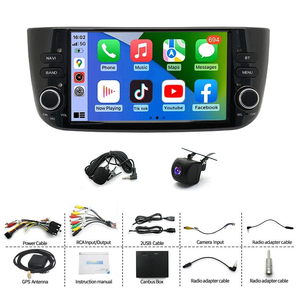 Per Fiat Punto 10-16/Linea 12-15 4+64G Autoradio Android 14 GPS Navi FM RDS SWC - Immagine 3 di 4