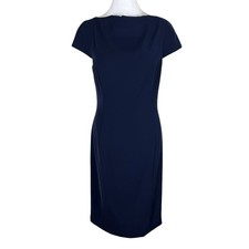 St. John Collection Blue Sheath Dress Cap Sleeve Career Work Professional Size 4