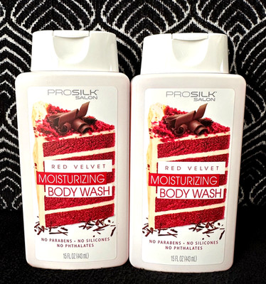  2pk PRO SILK SALON RED VELVET CAKE MOISTURIZING SOFT SKIN BODY WASH 15oz