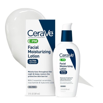 CeraVe PM Facial Moisturizing Lotion, 3 oz - Night Cream with Hyaluronic Acid