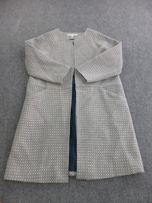 Erica Tanov Coat Womens 1 Gray Wool Angora Tweed Polka Dot Silk Lined Pockets