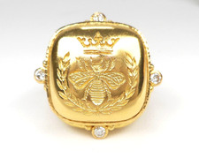 BNIB Elizabeth Locke 19K Gold Queen BEE  Diamond Carved Intaglio Ring ~$9950 +