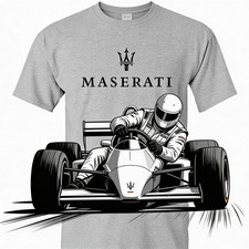 Maserati Racing Car Mens Grey T shirt Size S to 5XL