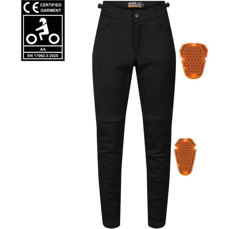 MotoGirl Nimi Ladies Summer Motorbike Motorcycle Zip Textile Trousers Black, photo 4 of 9